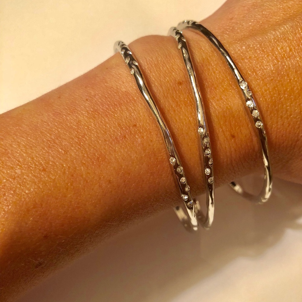 Stella & Dot Rhea Silver Set of 3 Bangles